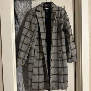 Jolt Gray Plaid Trench Coat